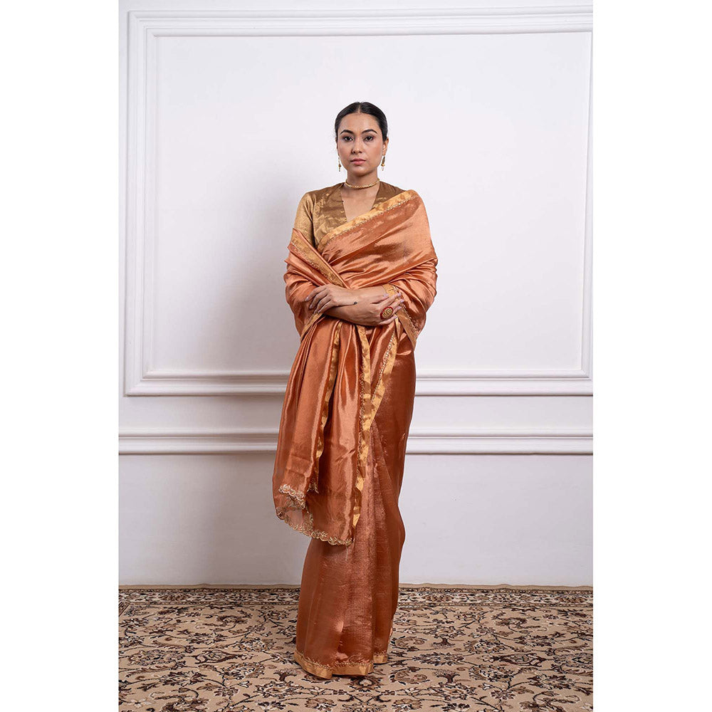 Vinusto Silk Embroidered Zari Saree and Stitched Blouse