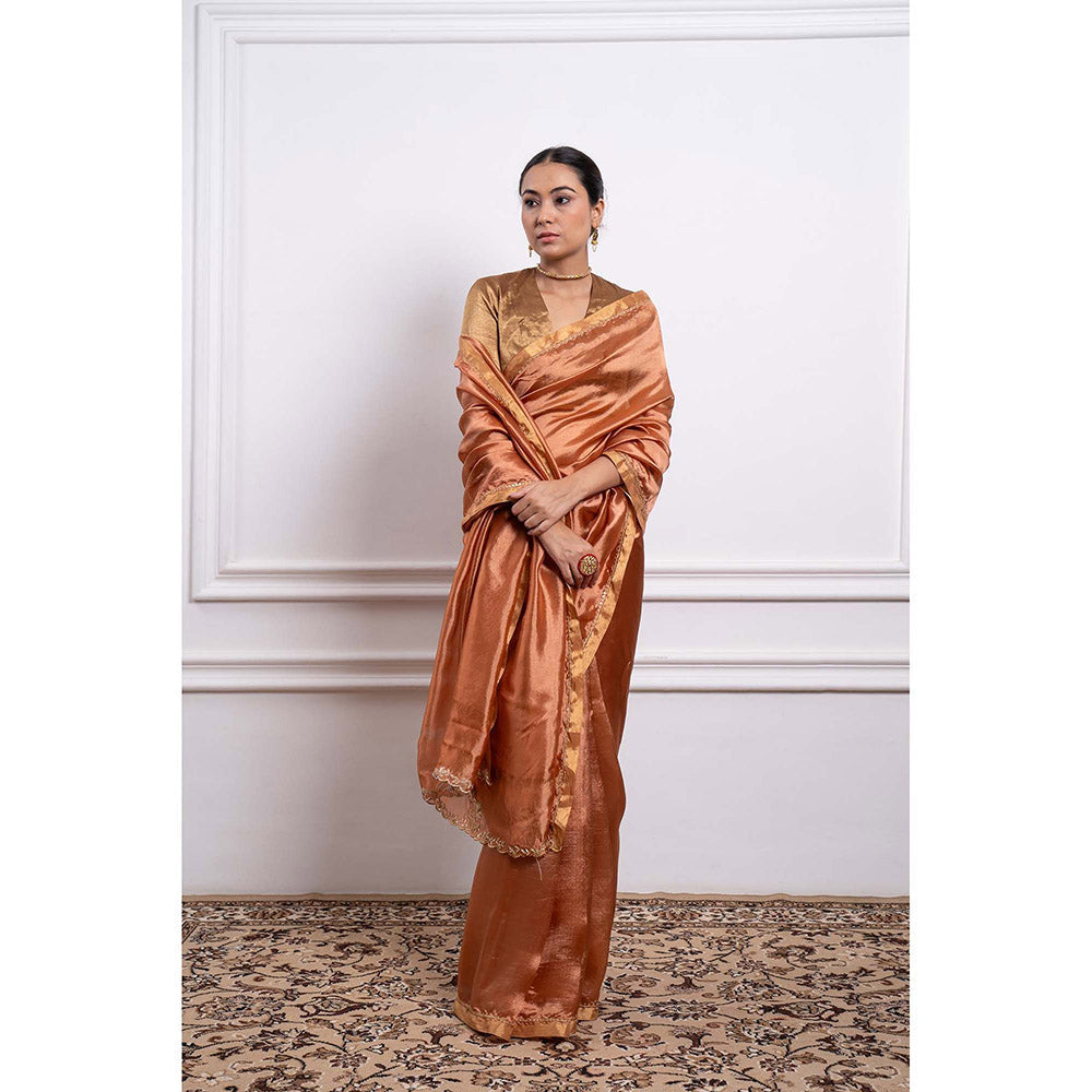 Vinusto Silk Embroidered Zari Saree and Stitched Blouse
