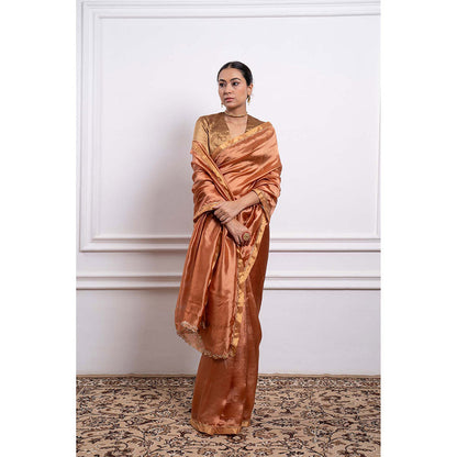 Vinusto Silk Embroidered Zari Saree and Stitched Blouse