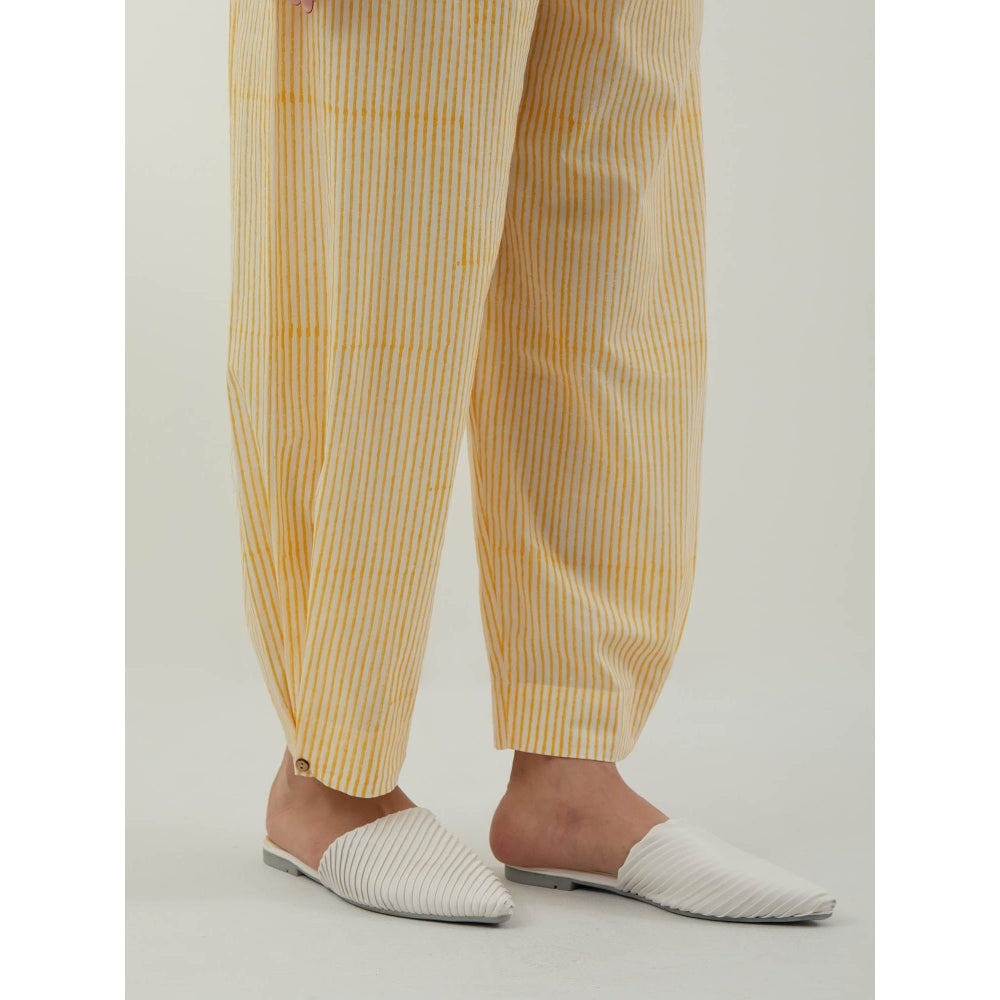 Vinusto White Chikankari A-Line Kurta with Slip and Pant