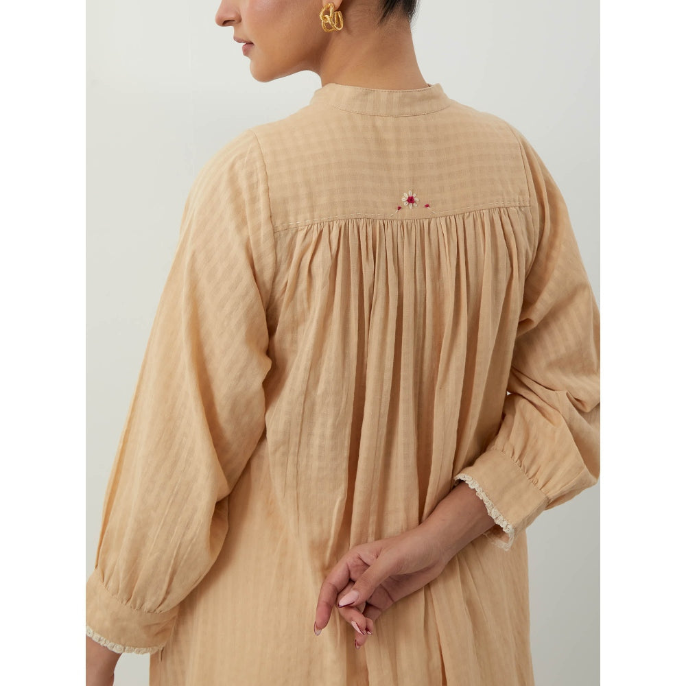 Vinusto Beige Cotton Kurta with Pant