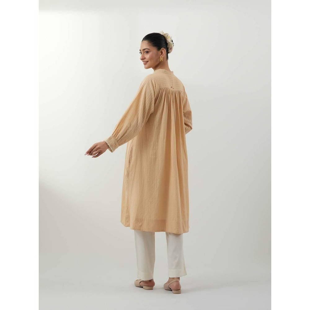 Vinusto Beige Cotton Kurta with Pant
