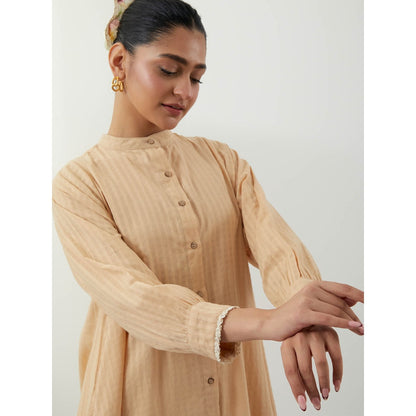 Vinusto Beige Cotton Kurta with Pant