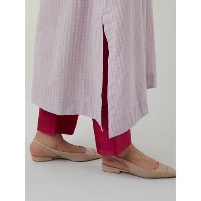 Vinusto Lavender Embroidered Loose Kurta with Pant