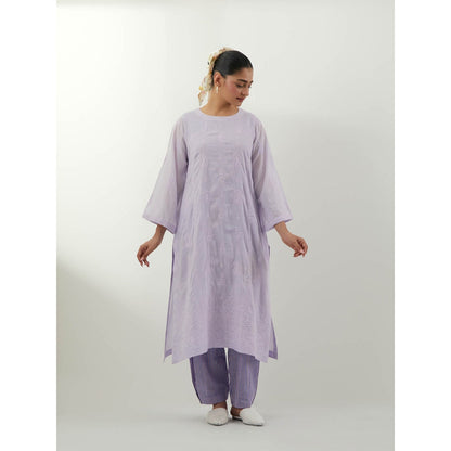 Vinusto Lavender Chikankari Kurta with Pant and Slip