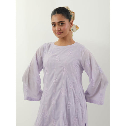 Vinusto Lavender Chikankari Kurta with Pant and Slip