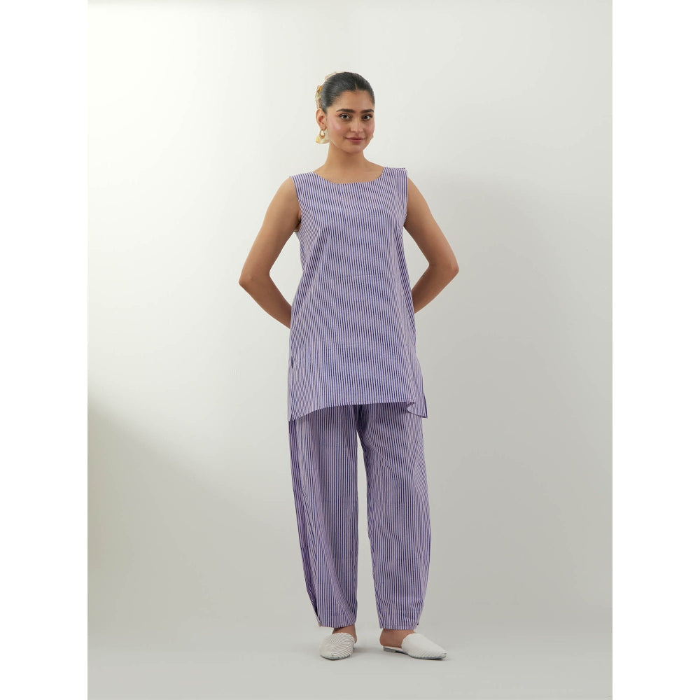 Vinusto Lavender Chikankari Kurta with Pant and Slip