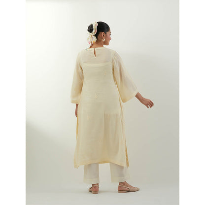Vinusto Butter Yellow Chikankari Kurta with Slip and Pant