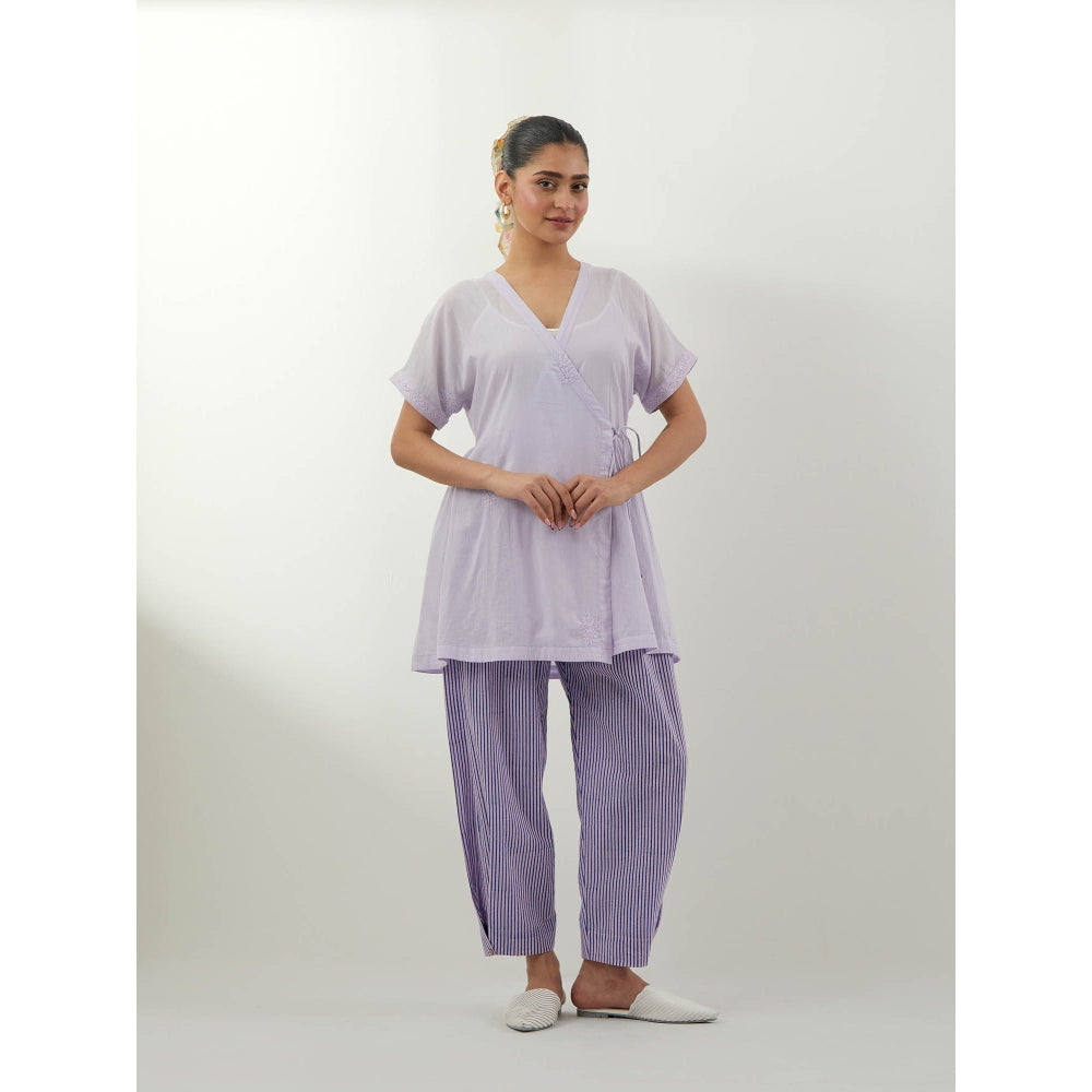 Vinusto Lavender Wrap Chikankari Top with Pant