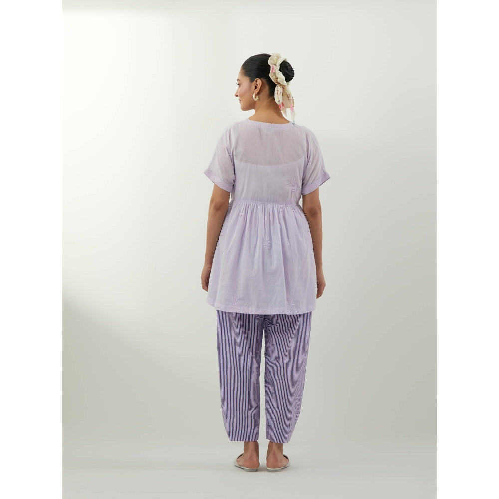 Vinusto Lavender Wrap Chikankari Top with Pant
