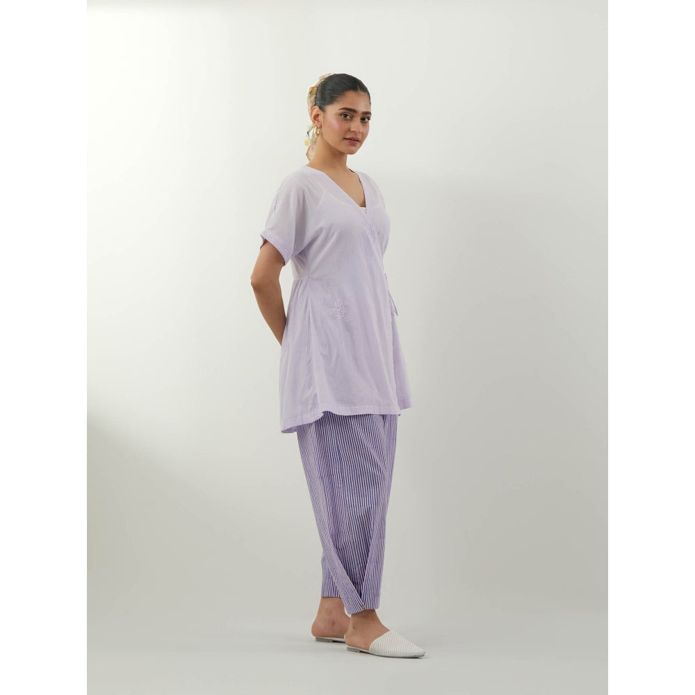 Vinusto Lavender Wrap Chikankari Top with Pant