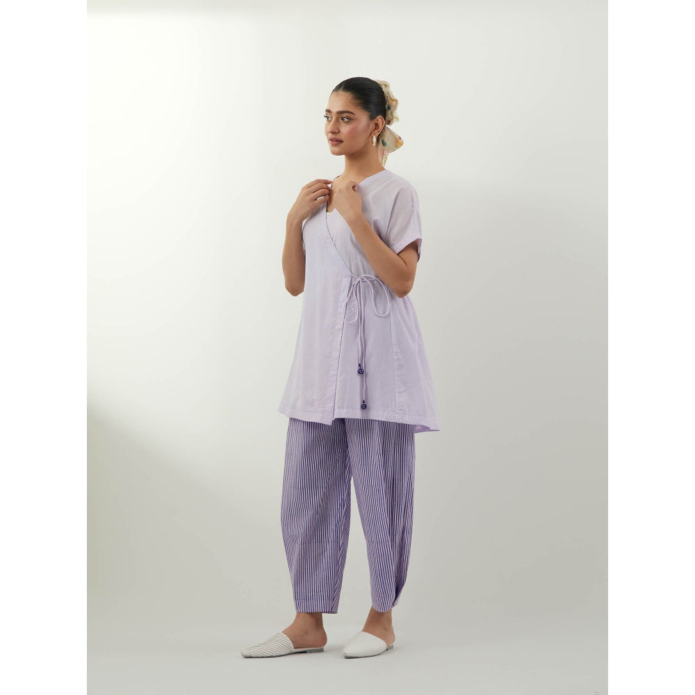Vinusto Lavender Wrap Chikankari Top with Pant