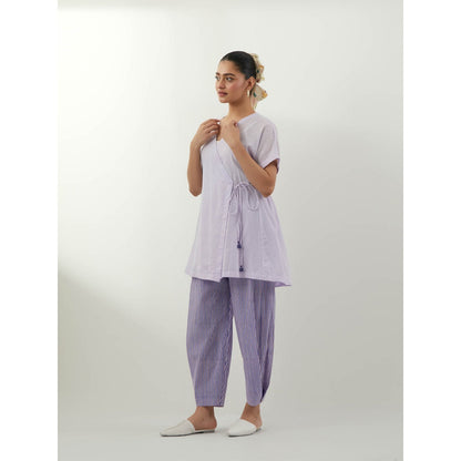 Vinusto Lavender Wrap Chikankari Top with Pant