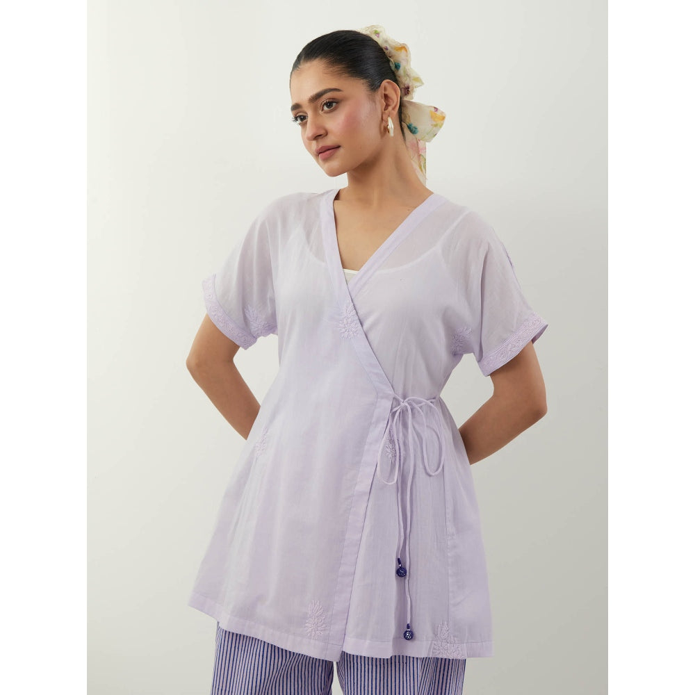 Vinusto Lavender Wrap Chikankari Top with Pant
