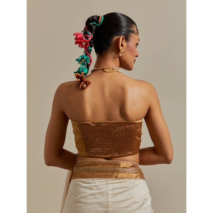 Vinusto Ivory Ready To Wear Saree with Stitched Blouse