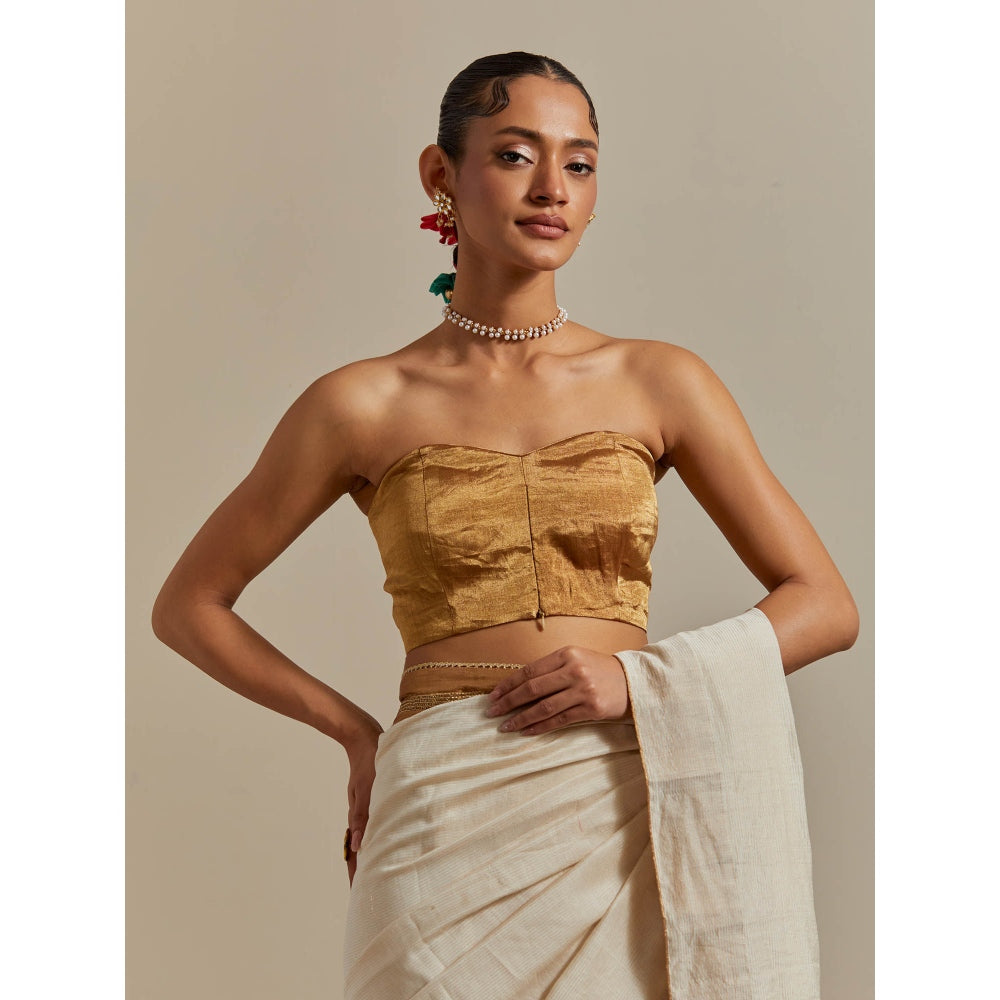 Vinusto Ivory Ready To Wear Saree with Stitched Blouse