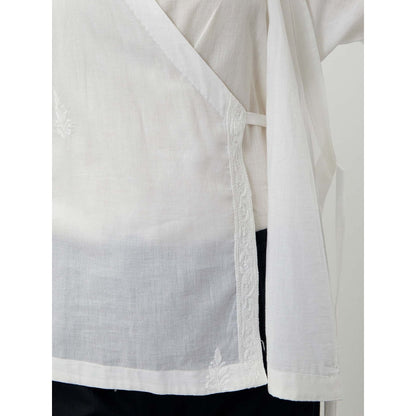 Vinusto Wrap Around Chikankari Multi-Color Top with Pant and Slip