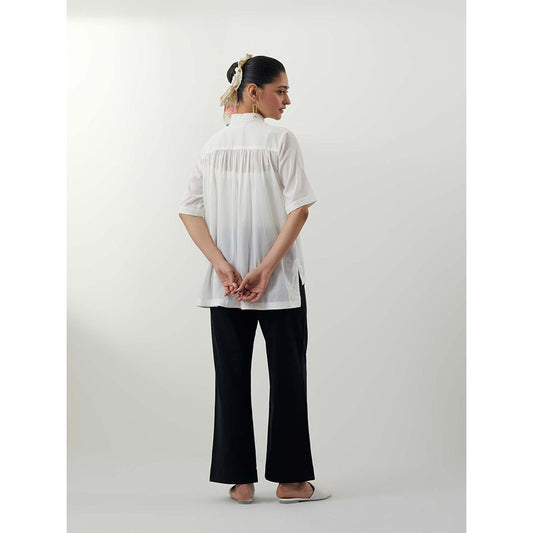 Vinusto Chikankari Cotton Multi-Color Shirt with Black Cotton Glaze Pant