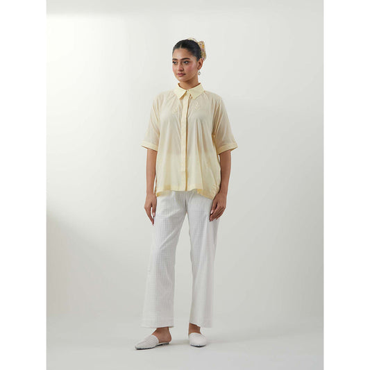 Vinusto Butter Yellow Chikankari Multi-Color Shirt and Pant In Textured Cotton