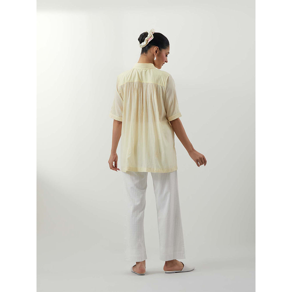 Vinusto Butter Yellow Chikankari Multi-Color Shirt and Pant In Textured Cotton