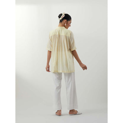 Vinusto Butter Yellow Chikankari Multi-Color Shirt and Pant In Textured Cotton