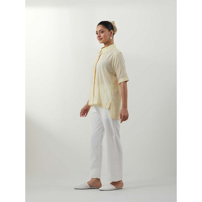 Vinusto Butter Yellow Chikankari Multi-Color Shirt and Pant In Textured Cotton