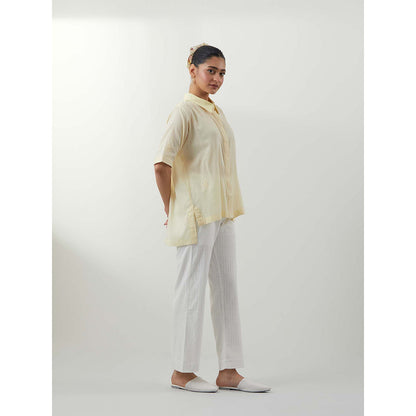 Vinusto Butter Yellow Chikankari Multi-Color Shirt and Pant In Textured Cotton