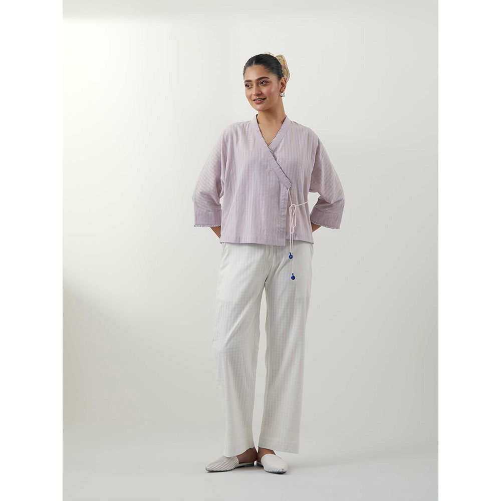 Vinusto Textured Cotton Multi-Color Wrap Top with Pant