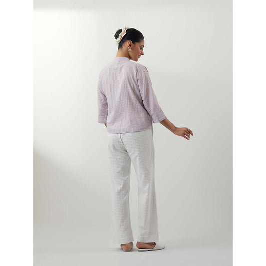 Vinusto Textured Cotton Multi-Color Wrap Top with Pant