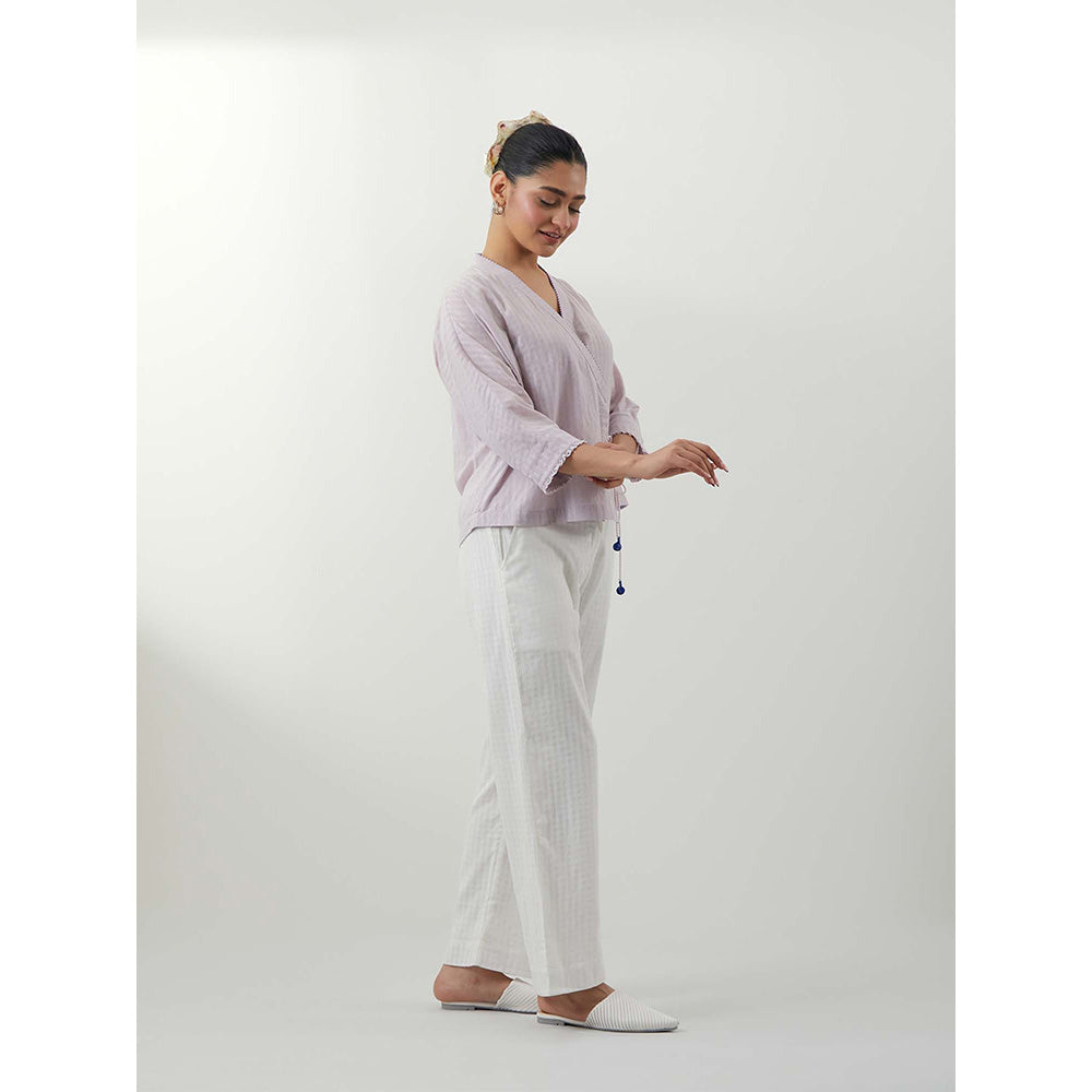 Vinusto Textured Cotton Multi-Color Wrap Top with Pant