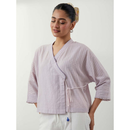 Vinusto Textured Cotton Multi-Color Wrap Top with Pant