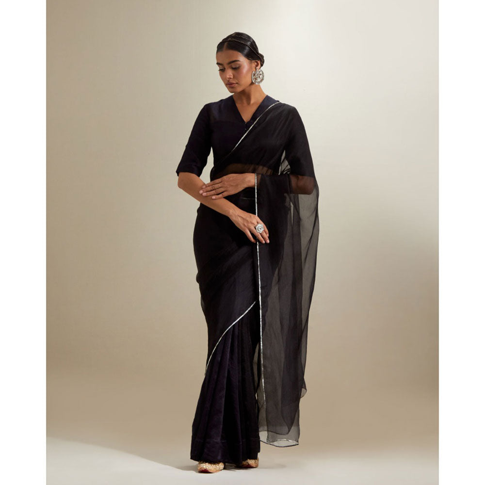 Vinusto Embroidered Chanderi and Katan Ready to Wear Saree with Stitched Blouse