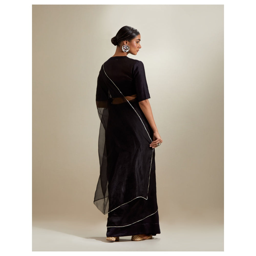 Vinusto Embroidered Chanderi and Katan Ready to Wear Saree with Stitched Blouse