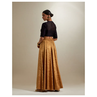 Vinusto Black and Gold Blouse with Flared Zari Palazzo and Dupatta