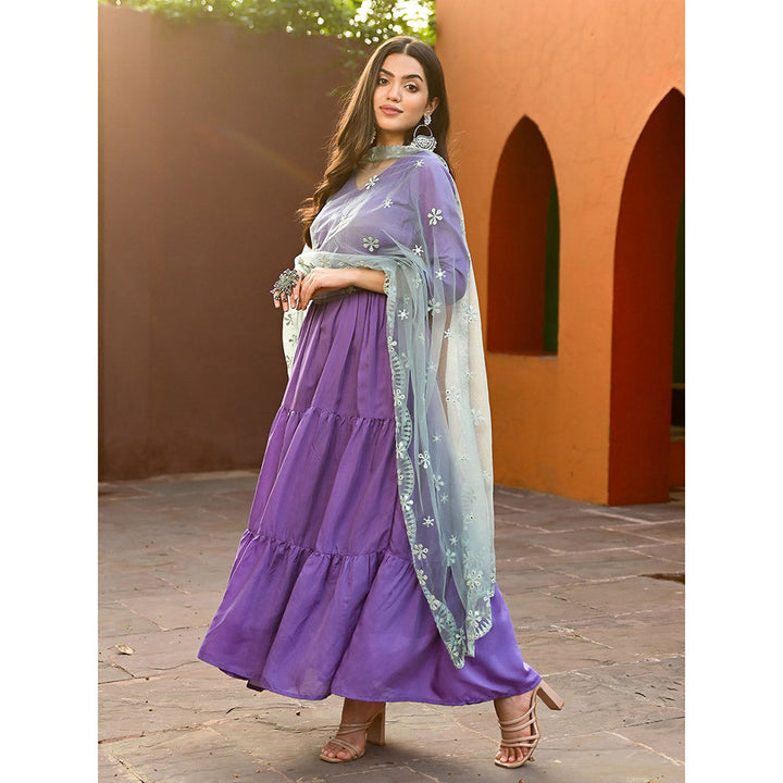 Vinya Purple Muslin Kurta with Dupatta (Set of 3)