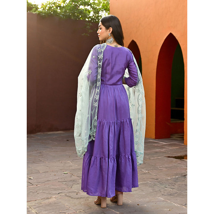 Vinya Purple Muslin Kurta with Dupatta (Set of 3)