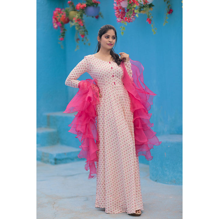 Vinya Zia Pink Dress with Ruffle Dupatta (Set of 2)