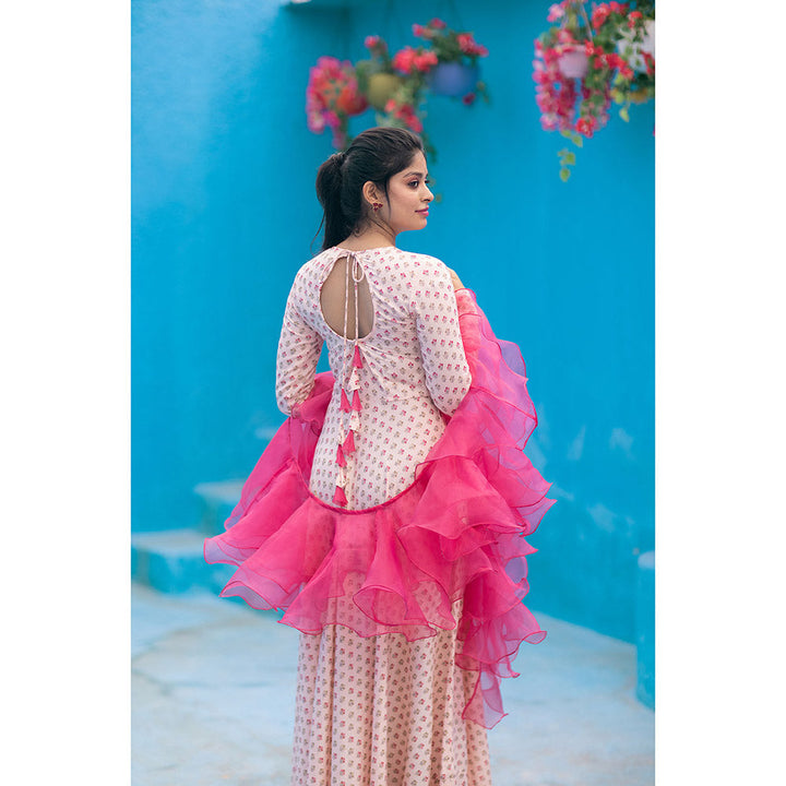 Vinya Zia Pink Dress with Ruffle Dupatta (Set of 2)