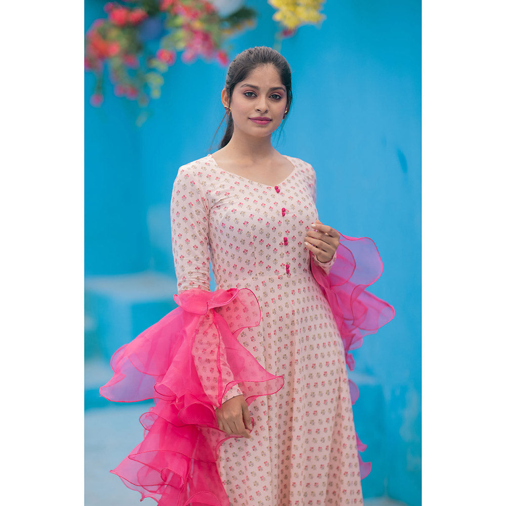 Vinya Zia Pink Dress with Ruffle Dupatta (Set of 2)