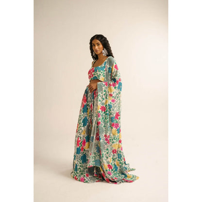 Vishala Shree Multi-Color Jasmine Lehenga with Blouse and Dupatta (Set of 3)