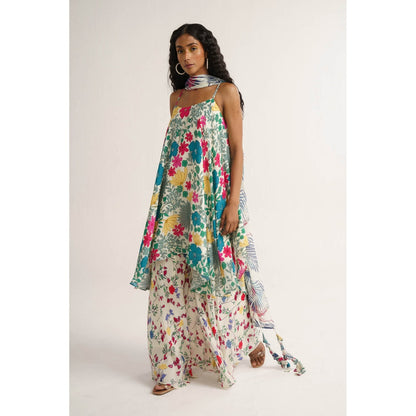 Vishala Shree White Lily Sharara with Kurta and Dupatta (Set of 3)