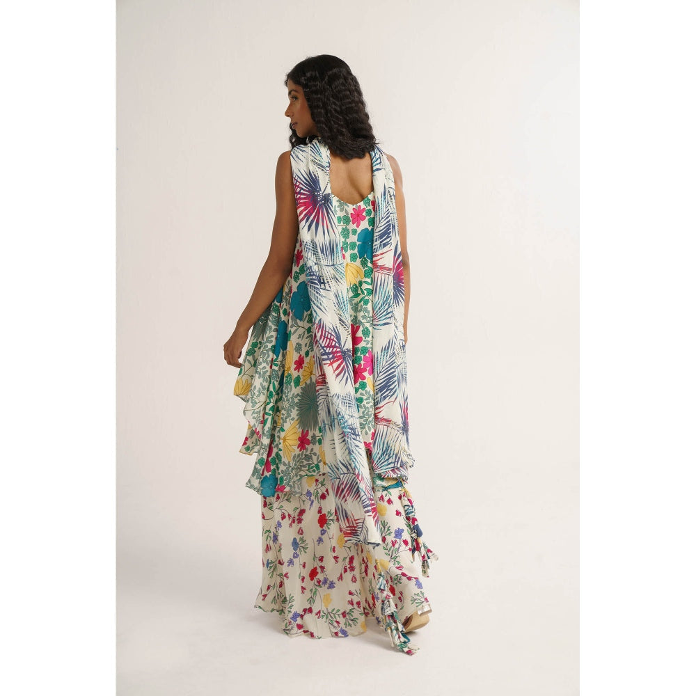 Vishala Shree White Lily Sharara with Kurta and Dupatta (Set of 3)