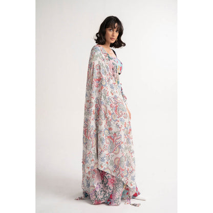 Vishala Shree Blue Geranium Lehenga with Blouse and Dupatta (Set of 3)