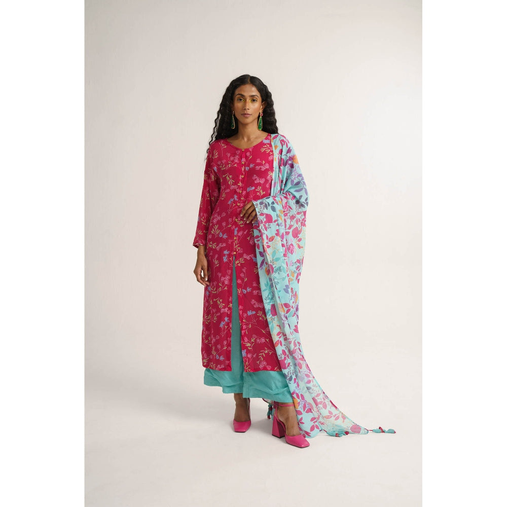 Vishala Shree Pink Periwinkle Kurta with Pant and Dupatta (Set of 3)