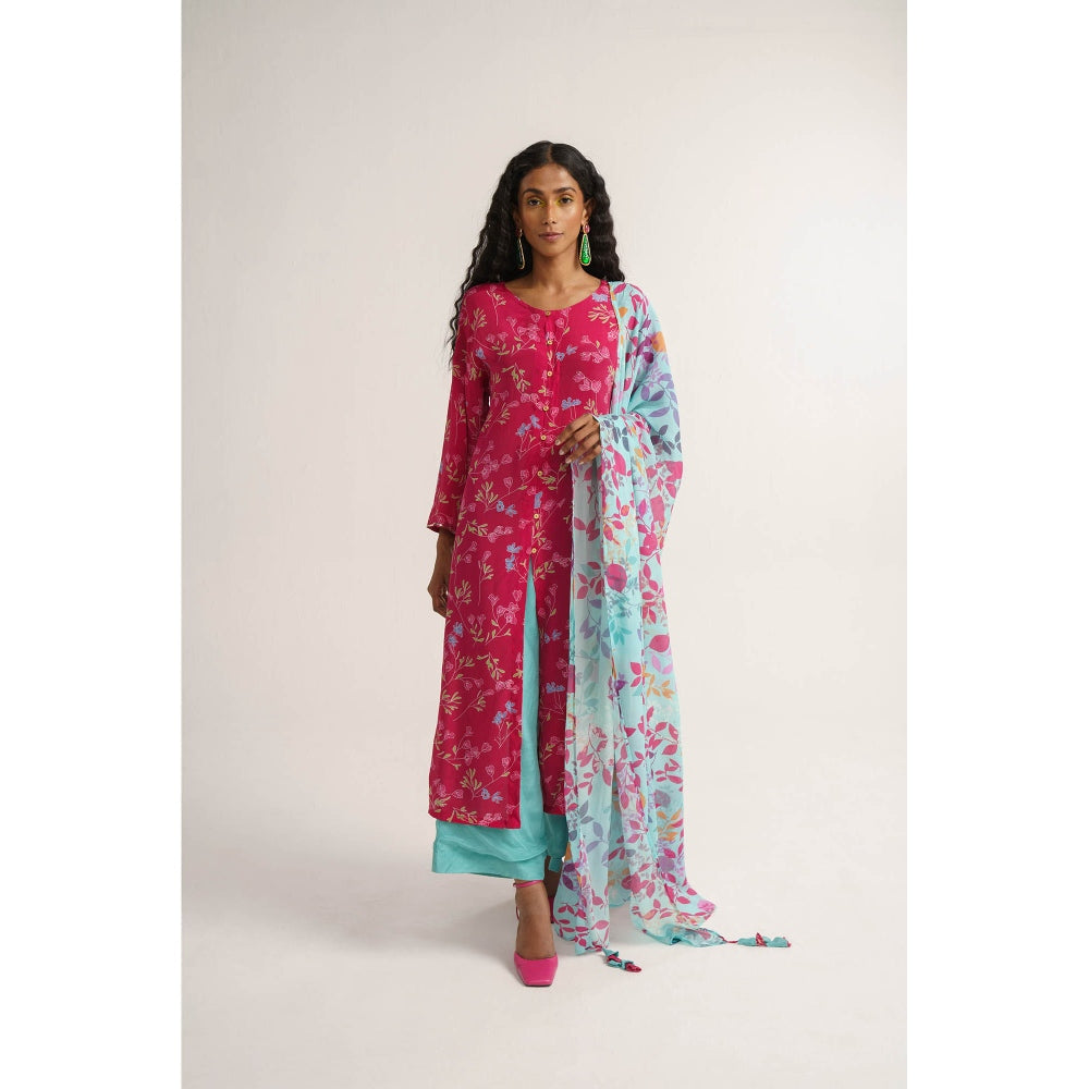 Vishala Shree Pink Periwinkle Kurta with Pant and Dupatta (Set of 3)