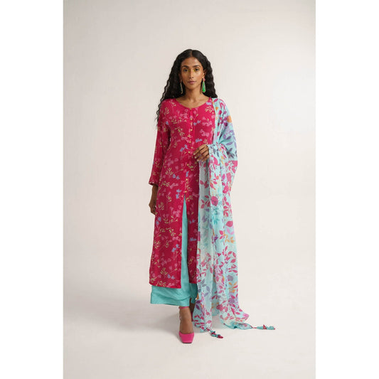 Vishala Shree Pink Periwinkle Kurta with Pant and Dupatta (Set of 3)