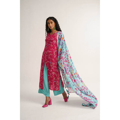 Vishala Shree Pink Periwinkle Kurta with Pant and Dupatta (Set of 3)
