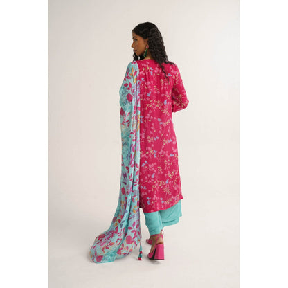 Vishala Shree Pink Periwinkle Kurta with Pant and Dupatta (Set of 3)