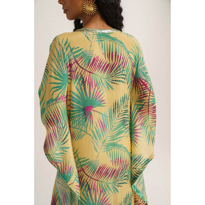 Vishala Shree Yellow Chrysanthemum Kaftan Dress