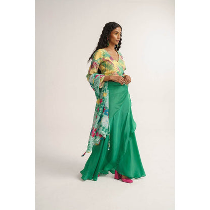 Vishala Shree Yellow Allamanda Top with Skirt and Dupatta (Set of 3)